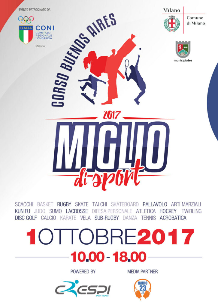 Miglio di Sport 2017, Domenica 1 Ottobre 2017 a Milano in Corso Buenos Aires
